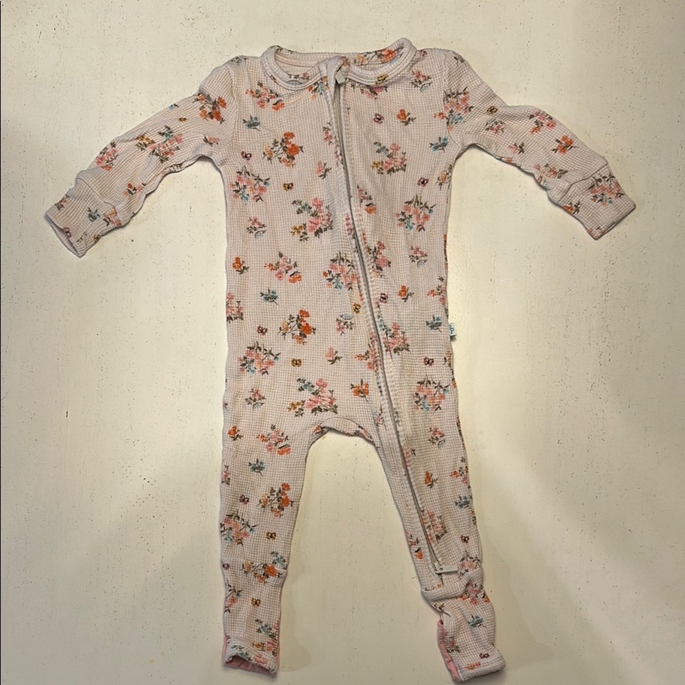 Posh Peanut Baby Floral Kids One Piece Pajamas w/ Convertible Footies Size 6-9 M